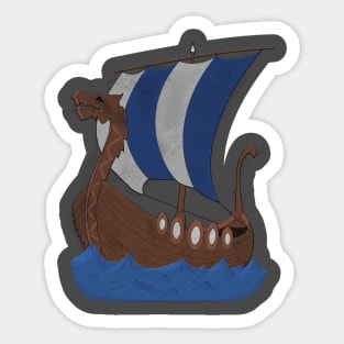 Viking Ship blue with water Sticker